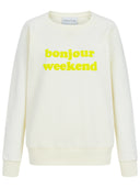 Bonjour Weekend sweatshirt in creme weiß