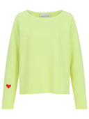 Sweatshirt mit Herz und offenen Kanten in lime
