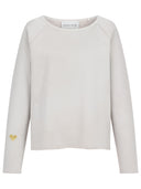 Sweatshirt mit Herz und offenen Kanten in hellgrau