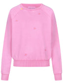 Sweatshirt mit bestickten Blumen in pink Vorderansicht