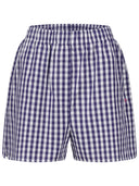 Lila karierte Shorts aus Popeline