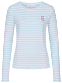 Rib Longsleeve hellblau-weiß mit Sunrise Stickerei
