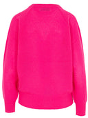 Kaschmir Pullover in Netzoptik mit Palmen in neon pink