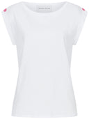 T-Shirt mit turn-up Ärmel in weiss