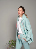 Oversize Sweatjacke in Mint offen