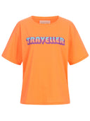 Shirt mit Traveller Print in orange