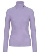 Rollkragen Pullover in Rippstrick violett