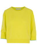 Kaschmir Pullover mit Ajour Palmen gelb