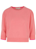 Kaschmir Pullover mit Ajour Palmen rosé