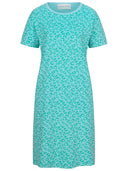 Frottee Kleid mit Leoprint türkis