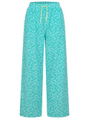 Hose mit Leoprint in türkis