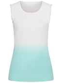 Top mit Rüschen dip dye türkis