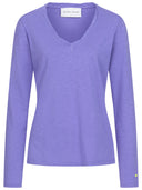 Longsleeve mit V-Ausschnitt in lila