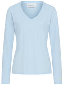 Longsleeve mit V-Ausschnitt in hellblau