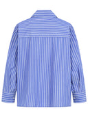 Bluse mit babyblauen Streifen Rückansicht