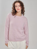 Kachmir Pullover basic mit lurex rosa am Model