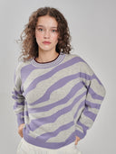 Kaschmir Pullover Zebramuster hellgrau-flieder