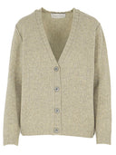 Kaschmir Basic Strickjacke mit Lurexgarn in hellgrau melange
