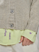 Kaschmir Basic Strickjacke mit Lurexgarn in hellgrau melange detail