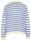 Cardigan mit Streifen in hellblau und cremeweiß Rückansicht