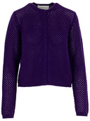 Kaschmir Strickjacke in Netz Optik lila