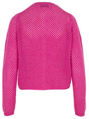 Kaschmir Strickjacke in Netz Optik fuchsia Rückansicht