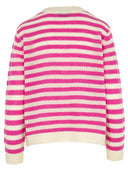 Cardigan mit Streifen in fuchsia und cremeweiß Rückansicht