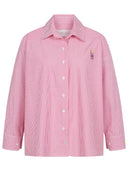 Popeline Bluse mit Streifen in rosa