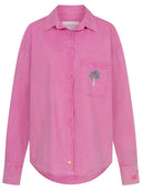 Popeline Bluse in Fuchsia mit Palme