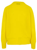 Gelber Kaschmir Pullover in Netzoptik mit Palmenintarsien