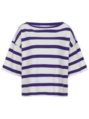 Kurzarm Sweatshirt mit Streifen in lila