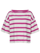 Kurzarm Sweatshirt mit Streifen in pink