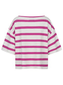 Kurzarm Sweatshirt mit Streifen in pink Rückansicht