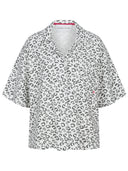 Frottée Hemd mit Leo Print in weiss