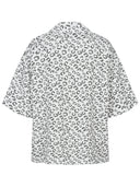 Frottée Hemd mit Leo Print in weiss Rückansicht