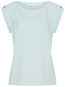 T-Shirt mit turn-up Ärmel in eisblau