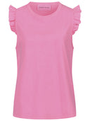 Top mit Ruffles in neon pink