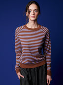 Kaschmir Pullover mit Streifen und Kontrastnähten