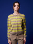 Kaschmir Strickjacke Brushed mit Streifen