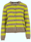 Kaschmir Strickjacke Brushed mit Streifen