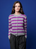 Kaschmir Strickjacke Brushed mit Streifen