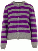 Kaschmir Strickjacke Brushed mit Streifen