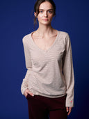 Longsleeve Streifen V-Ausschnitt