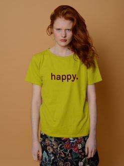 Shirt happy limette am Model