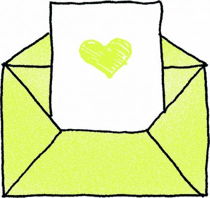 Brief gelb Danke fuer deine Bestellung