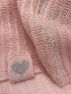 Kaschmit Pullover rosa V-Ausschnitt Lurex
