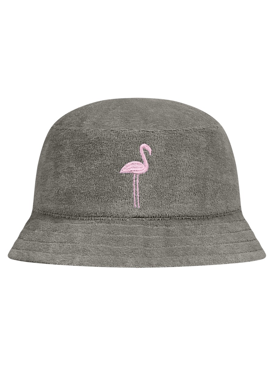 Bucket hat grau mit Flamingo