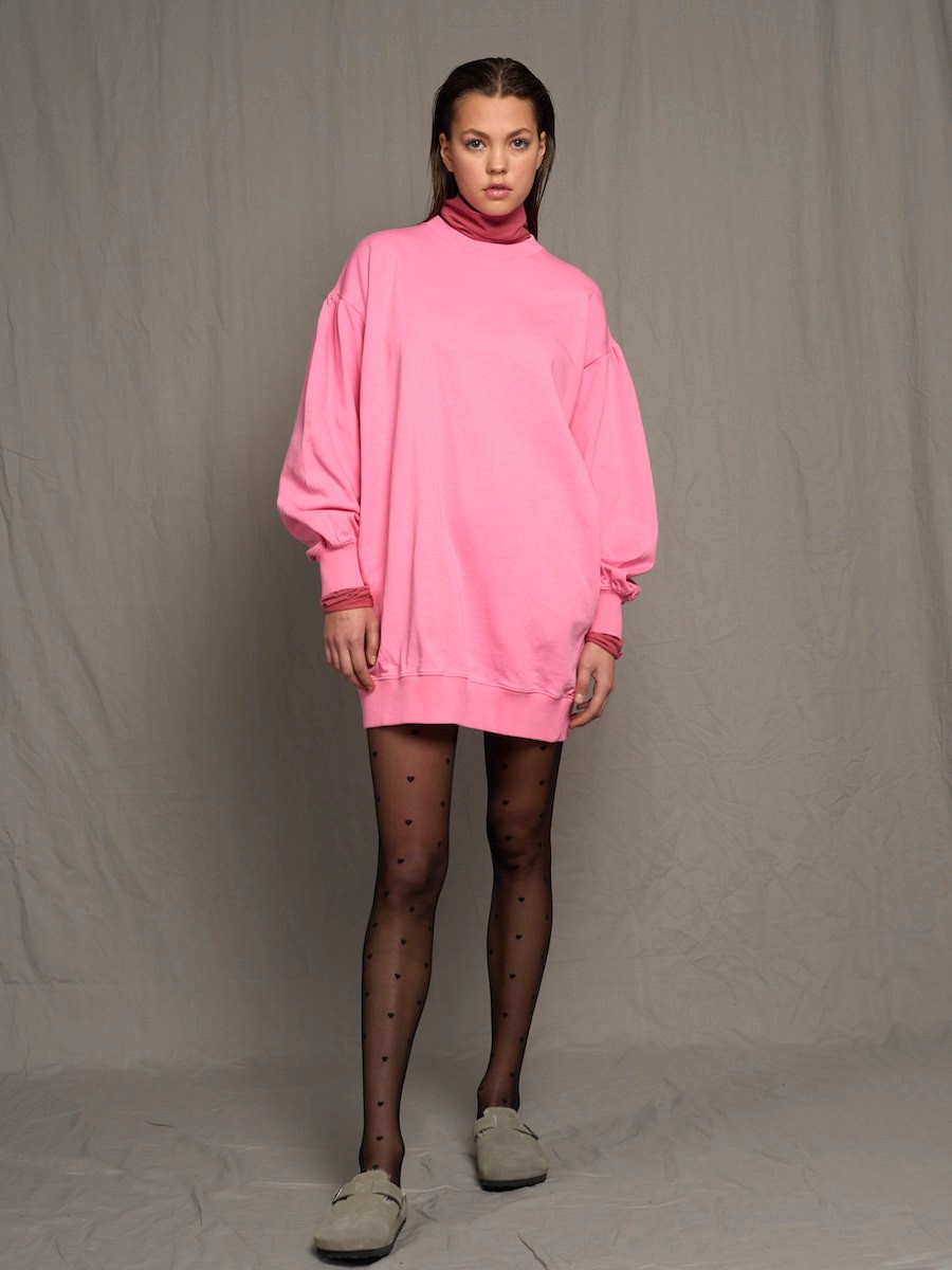 Kleid mit Brand pink - Ballonärmeln Another