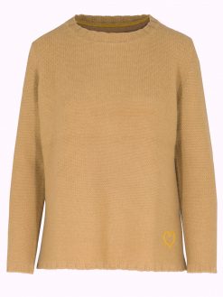 Basic Pullover mit links gestrickten Maschen in Karamell