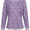 Longsleeve mit Leoprint violett